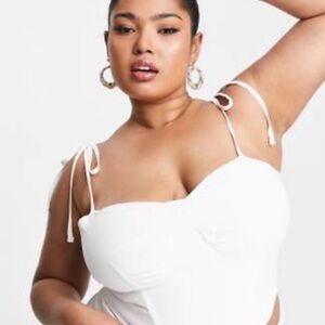 ASOS Jaded London White Ruched Crop Top Corset